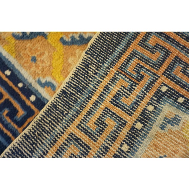 1850s Yellow Geometric Antique Chinese Ningxia Rug 2'9" X 4'8" Handknotted Wool Carpet For Sale In New York - Image 6 of 6