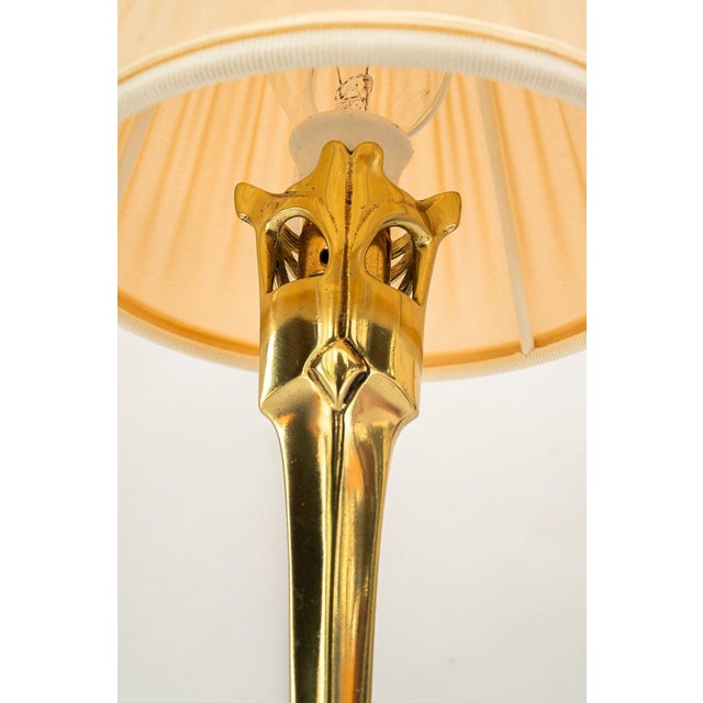 Art Deco Brass Table Lamp with Fabric Shade, 1920s For Sale - Image 17 of 18