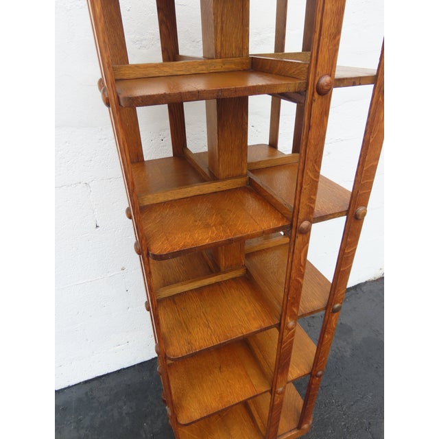 Early 1900s Oak Five Tier Rotating Revolving Bookcase 6894 For Sale - Image 11 of 18