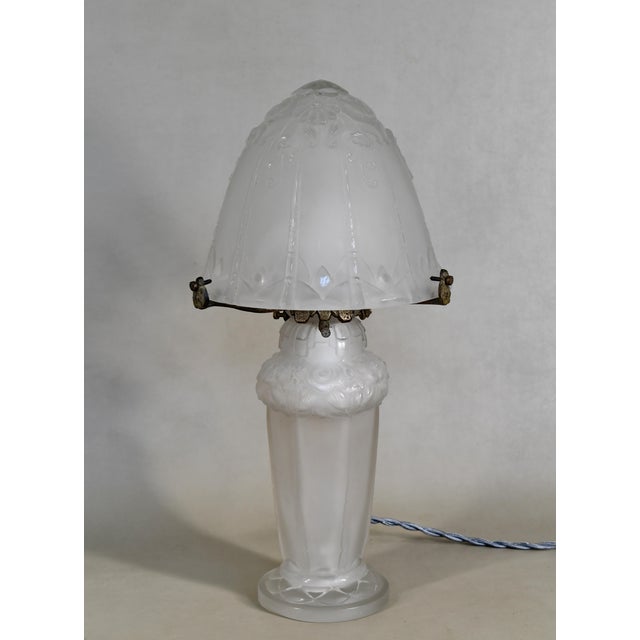 Pierre d'Avesn for Lorrain Daum A French art deco mushroom lamp in pressed glass made circa 1925-35. The lamp was made by...