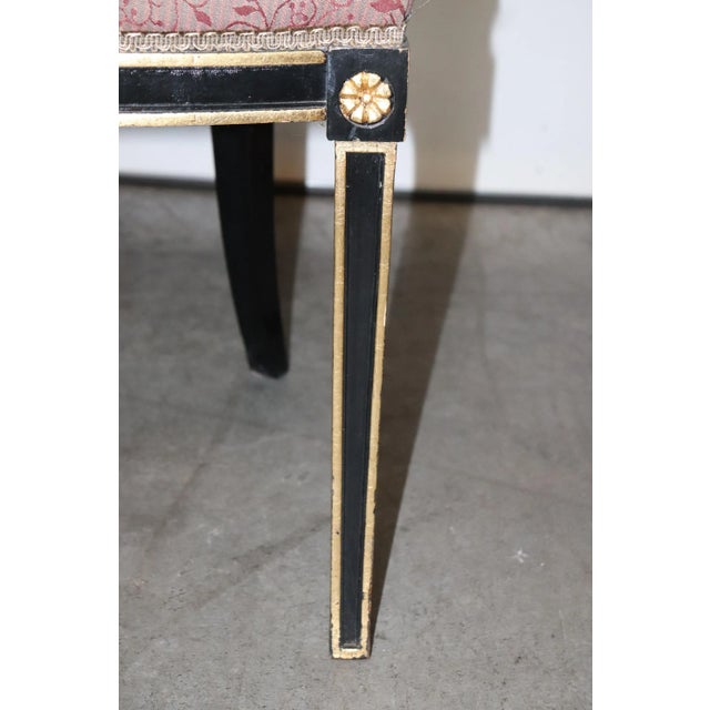 French Empire Style Ebonized Giltwood Carved Dolphins Settee Circa 1950 For Sale - Image 11 of 13