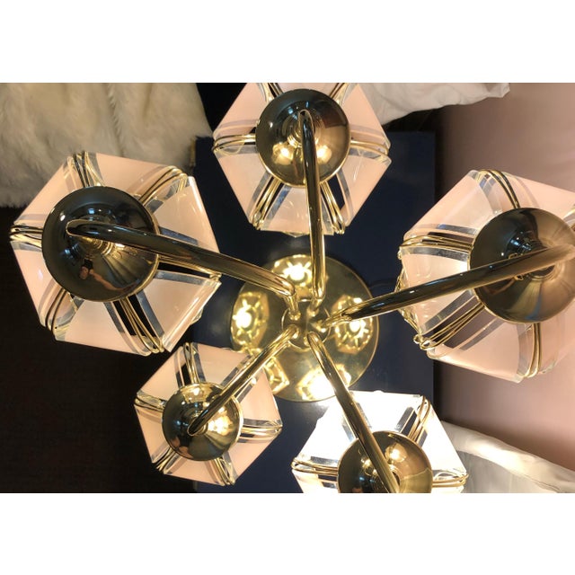 1980s Hollywood Regency Art Deco Brass & Glass Tulip Lamp Chairish