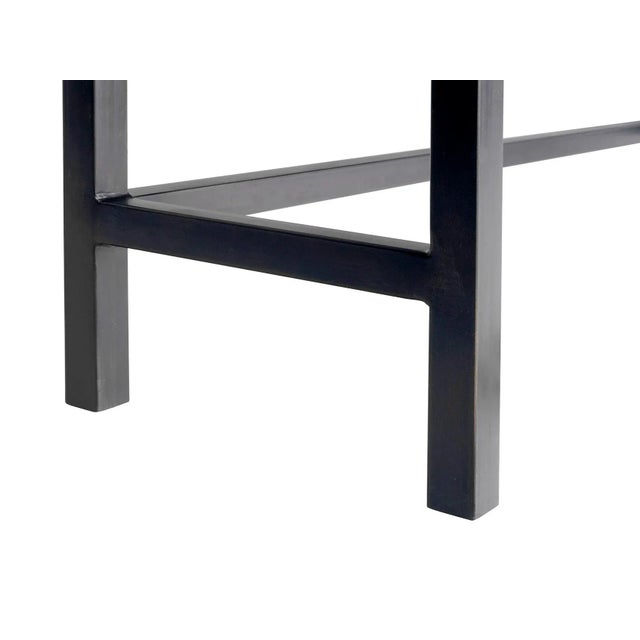 Late 20th Century Vintage French Honed Stone Top Black Patina Steel Base Console For Sale - Image 4 of 7