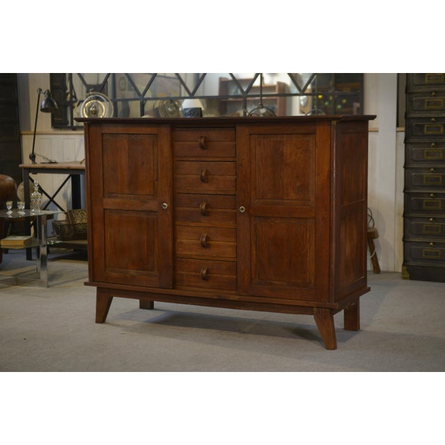 Reconstruction Oak Buffet attributed to René Gabriel, 1940s For Sale - Image 11 of 12
