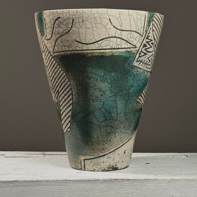 Vintage Postmodernist Raku Crackle Glaze Ceramic Vessel, Signed (1984) For Sale - Image 4 of 10