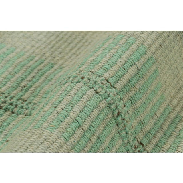 Rug & Kilim’s Contemporary Kilim in Seafoam Textural Stripes For Sale In New York - Image 6 of 7