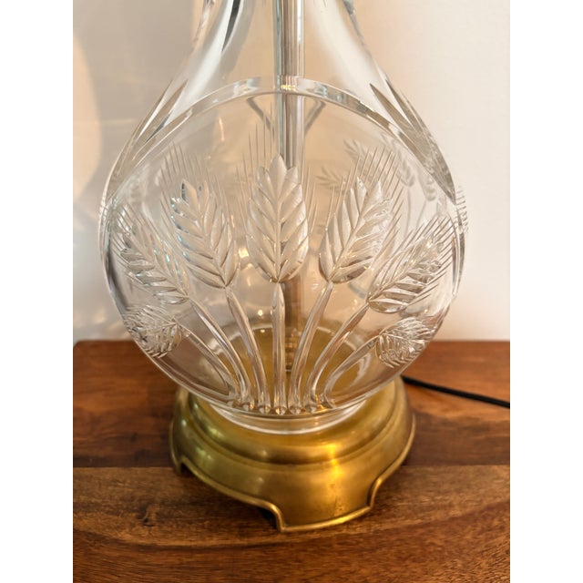 Wildwood Vintage Wildwood Cut Crystal Wheat & Brass Table Lamp, Circa 1970s For Sale - Image 4 of 10