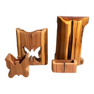 1980s Richard Rothbard Boxology Puzzle Box 4 PCS Hand Crafted Eastern Red Cedar 7.25" For Sale