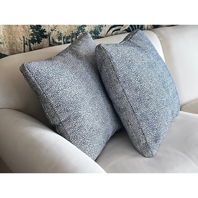 Pair Cushions/Pillows in a Small Blue Animal Print on White Ground For Sale - Image 12 of 12