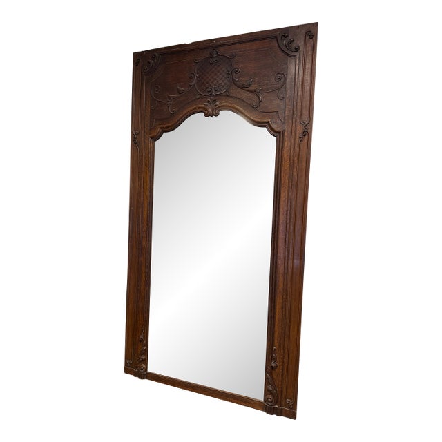 Antique French Trumeau Wall Tall Mirror, 19th Century. For Sale