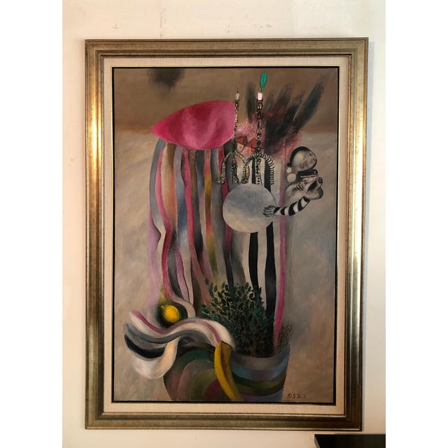 Naftali Bezem, Israeli Surrealist Judaica Abstract Oil Painting Naftali Bezem Bezalel School For Sale In Miami - Image 6 of 6