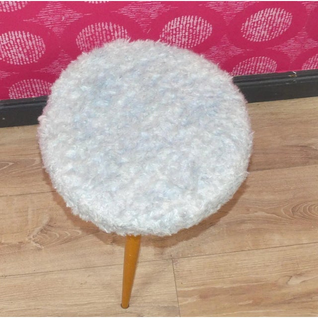 cute little stool 50s classic with pastel blue fluffy cover - removable = easy to replace as you wish, the foam underneath...
