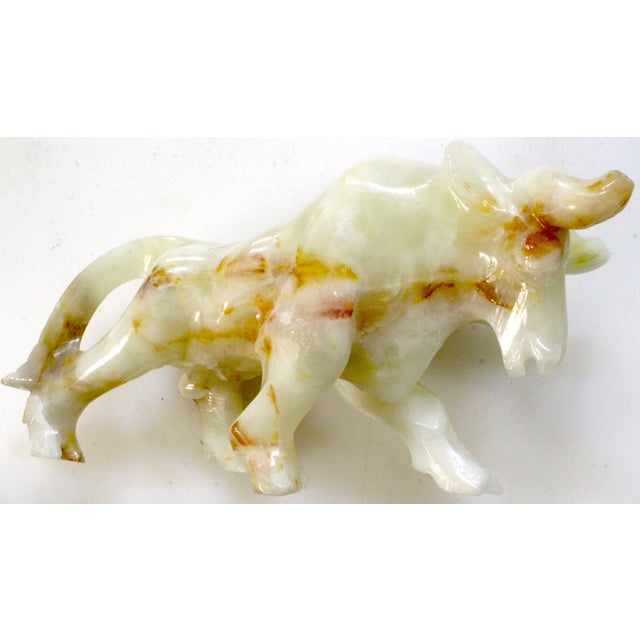 Mid-Century Modern Carved Charging Bull: Mid-Century Brutalist Onyx Sculpture Mexico - 9" For Sale - Image 3 of 17