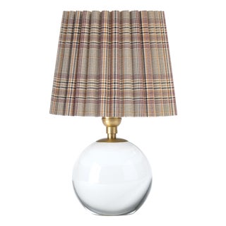 Giorgio Crystal Mini Lamp, Natural Brass with Plaid Wave Pleat Shade For Sale