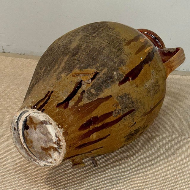 Antique Italian Glazed Terracotta Olive Oil Jar With Spout For Sale - Image 18 of 18