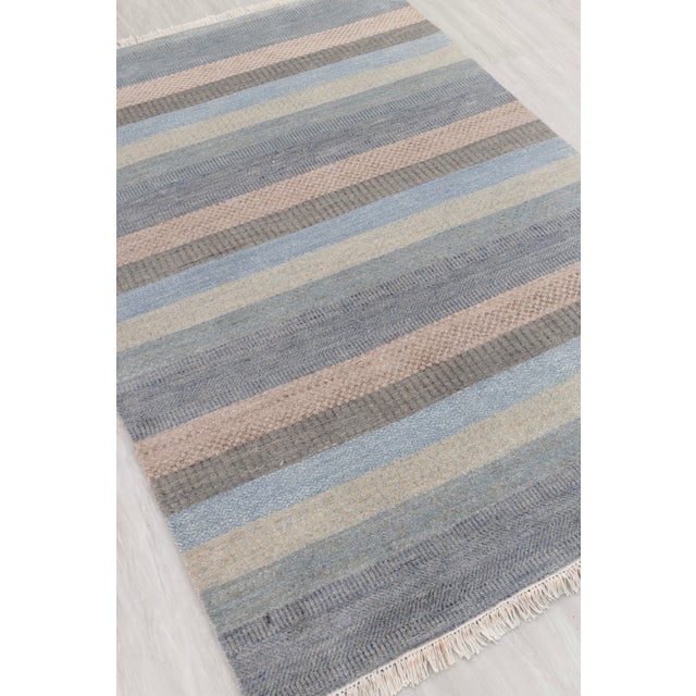 4' x 6' Savannah Hand Knotted Modern Light Blue,Gray Wool & Silk Rug For Sale - Image 12 of 18
