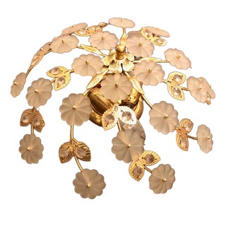 Large Mid-Century Ceiling Lamp in Murano Glass with Floral Pattern by Ernst Palme, Germany, 1970s For Sale