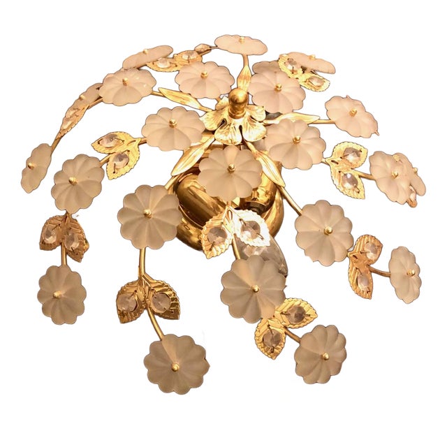 Large Mid-Century Ceiling Lamp in Murano Glass with Floral Pattern by Ernst Palme, Germany, 1970s For Sale