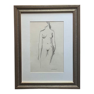 Original Nude Sketch-Signed and Framed For Sale