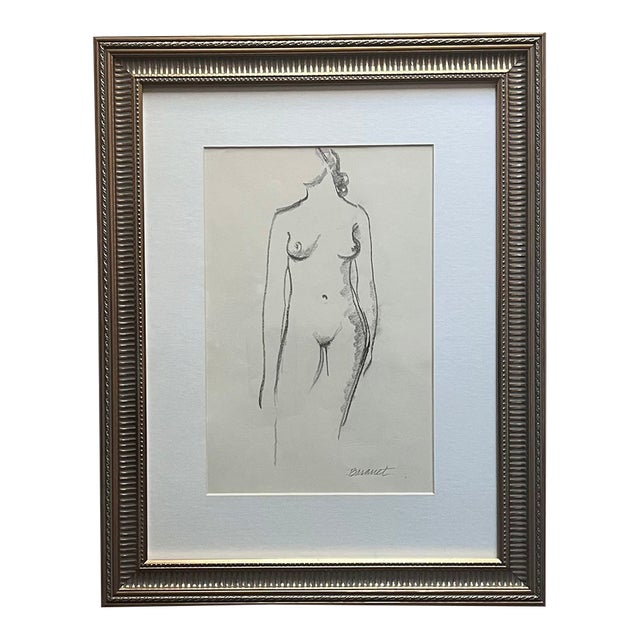 Original Nude Sketch-Signed and Framed For Sale