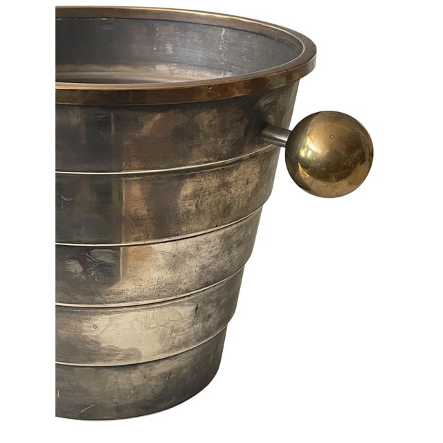 Metal 1980s Larry Laslo Art Deco Style Silverplate Champagne Bucket For Sale - Image 7 of 11