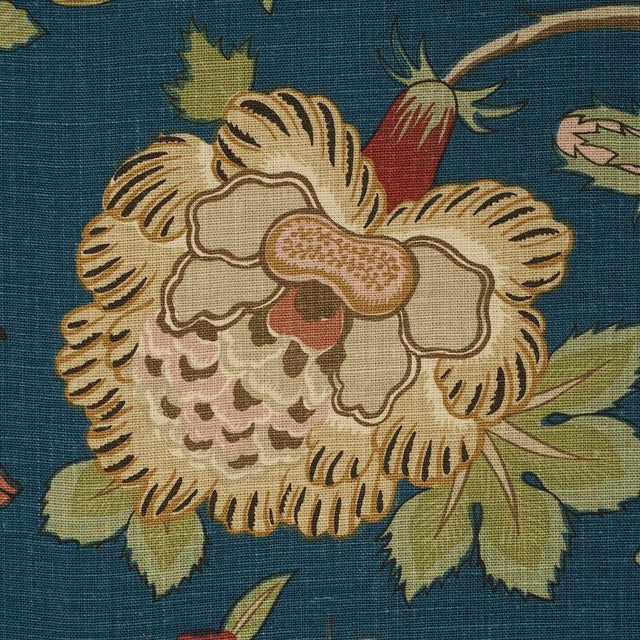 Schumacher Schumacher Darsy Tree Of Life Fabric In Peacock For Sale - Image 4 of 5