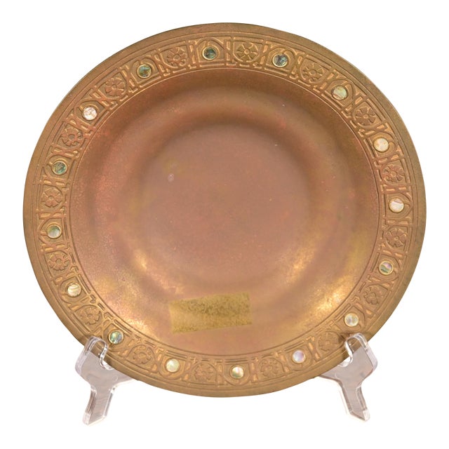 Tiffany Studios New York Bronze Doré Bowl With Abalone Inlay For Sale