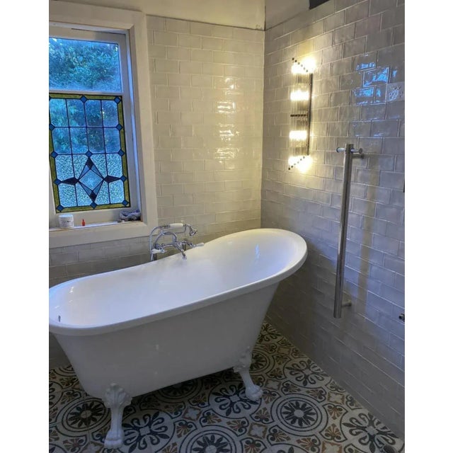 Pair Skyscraper Vintage Art deco light Old Lamp Wall Sconces Fixture Nickel Brass & Glass Rod Ship Light Excellent Working...