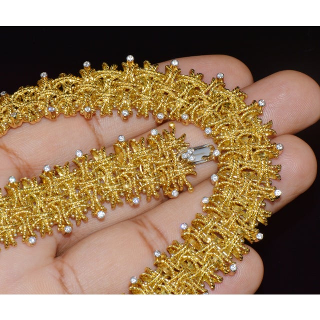 Late 20th Century Roberto Coin Barocco 1.36ct Diamond Soild 18k Yellow Gold Collar Necklace 124.9g For Sale - Image 9 of 15