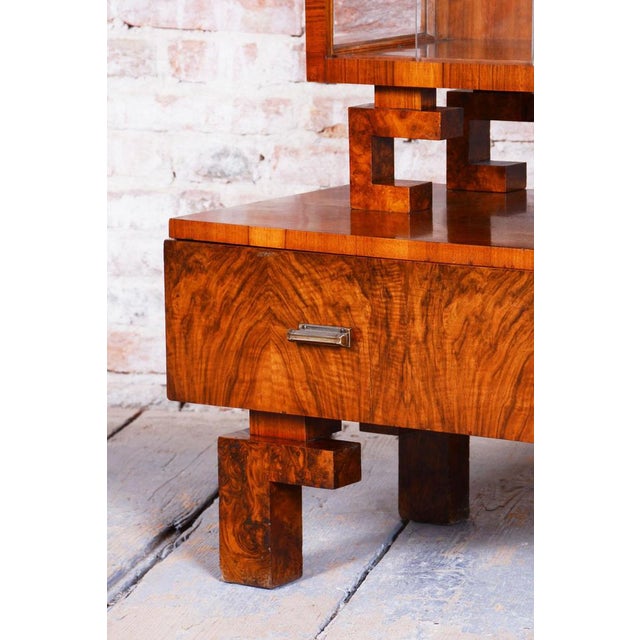 Art Deco Walnut and Glass Display Cabinet, Former Czechoslovakia, 1920s For Sale - Image 6 of 17