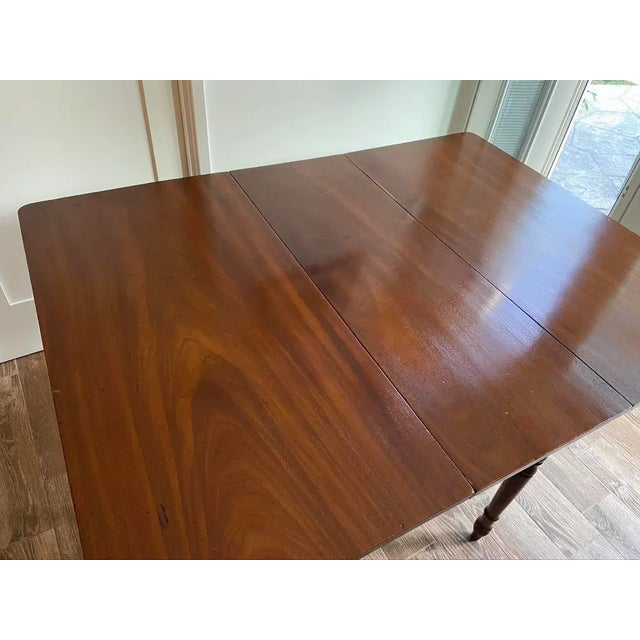 Chestnut Antique English Edwardian Mahogany Drop Leaf Table For Sale - Image 8 of 11