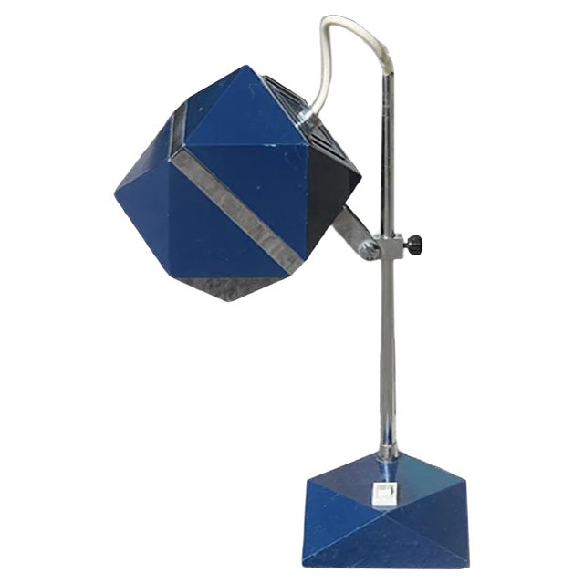 Hexagonal Blue Table Lamp, 1970s For Sale