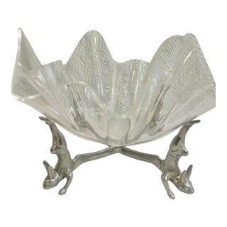 1986 Arthur Court Bunny Rabbits Lucite Bowl With Stand For Sale