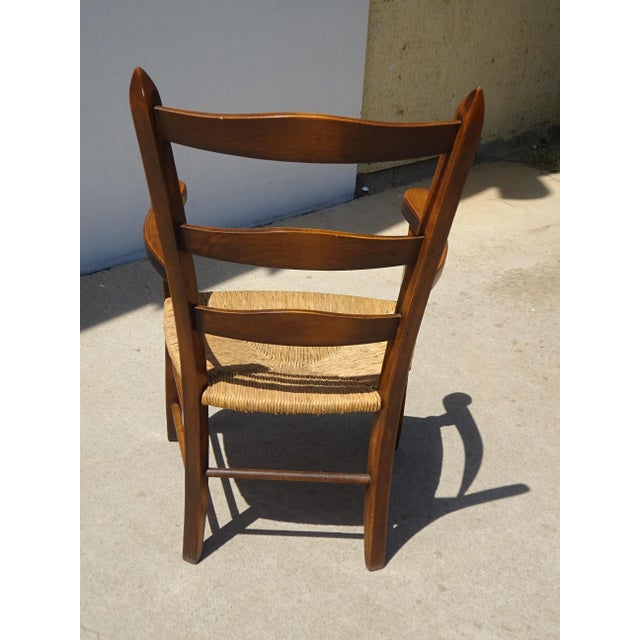 Brown Wood and Straw Grandfather's Armchair, 1980s For Sale - Image 8 of 12