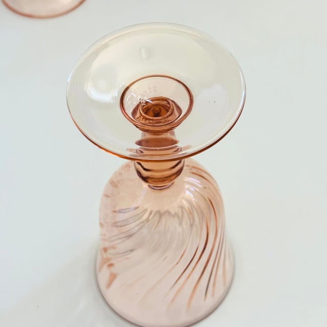 Pink Pink Swirl Wine Goblets - Set of 6 - France For Sale - Image 8 of 8
