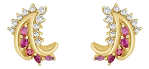 Vintage Style Ruby Diamond Earrings, 2 Pieces