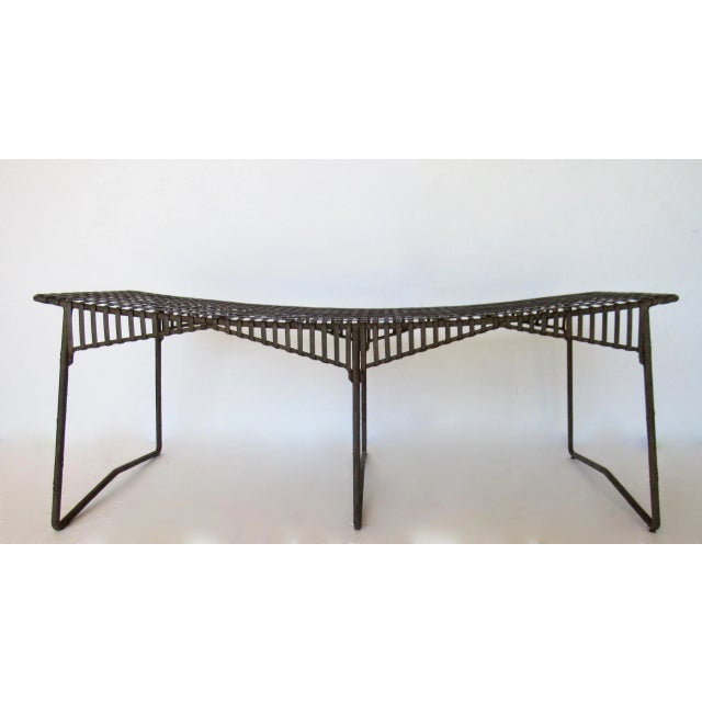1990s Vintage C.1996-2000 Gregorius Pineo Hand-Forged Twig Iron, Faux Bois Lattice-Strapped "Tuilerie Bench" For Sale - Image 5 of 13