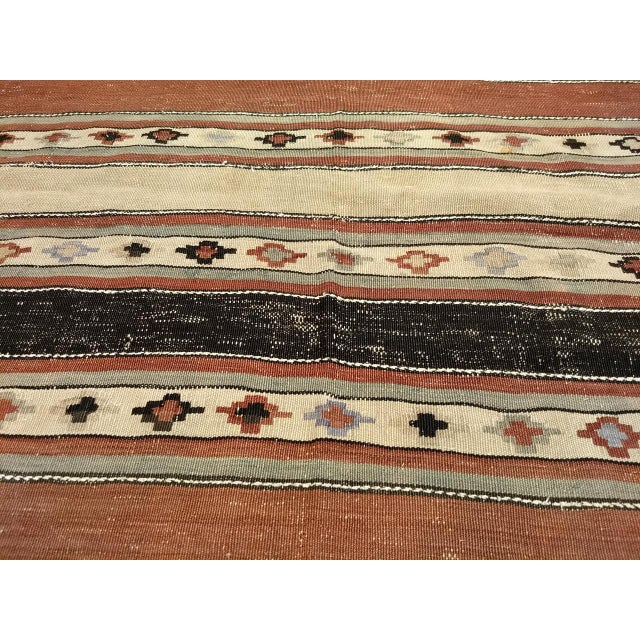 Antique Shahsavan Tribal Kilim, Handwoven Wool, Southwestern Pattern, Earth Tones, 5x7 For Sale - Image 16 of 17