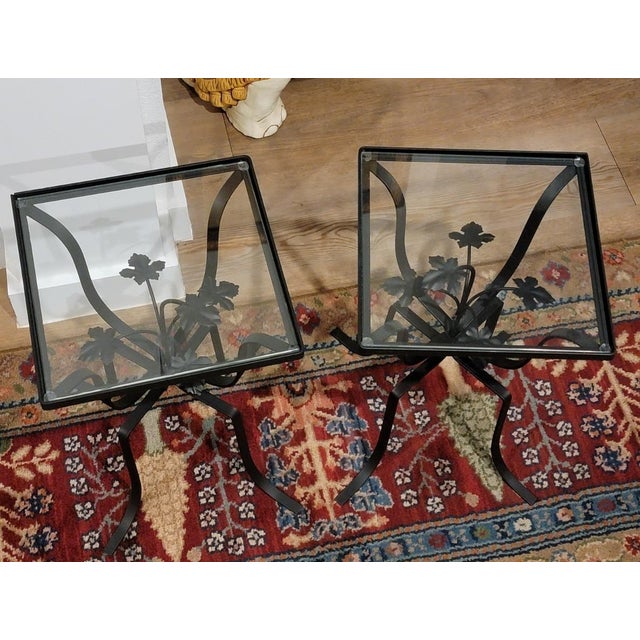 John Salterini style tables from the 1960s and are crafted from welded wrought iron and appointed with ivy leafs, creating...