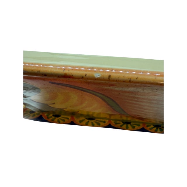 Late 20th Century Archer Anita Mary Bellini Piu Hand Painted Italian Multicolor Ceramic Tray With Handles For Sale - Image 5 of 6