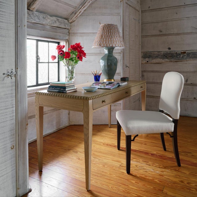 Wood Bunny Williams Home Sienna Dining Chair in Mahogany with Cream Linen Upholstery For Sale - Image 7 of 8