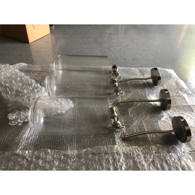 2010s Thomas O'Brien for Visual Comfort Polished Nickel Cylinder Wall Sconces - Set of 3 For Sale - Image 5 of 8
