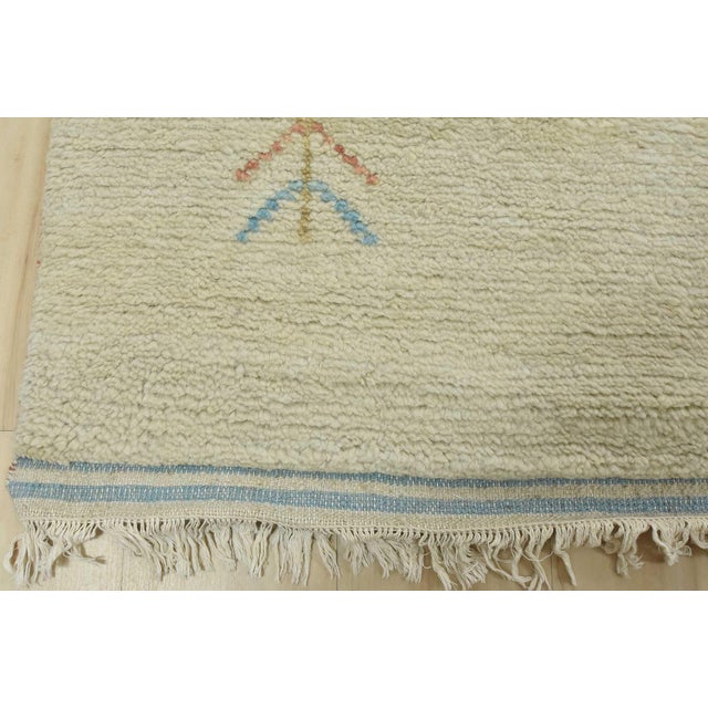 Moroccan Rug 10'2'' X 14'1'' Ivory Wool Geometric Hand-Knotted Carpet For Sale - Image 10 of 12