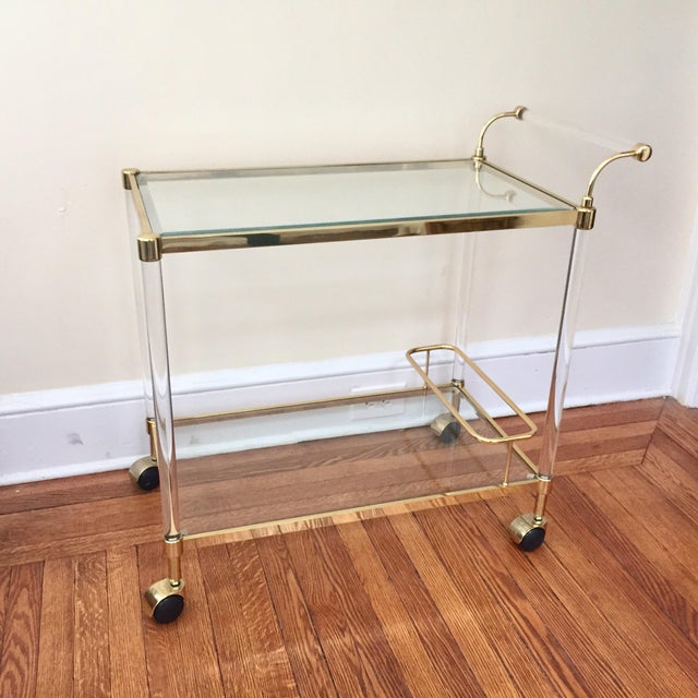 Modern Brass & Lucite Bar Cart Chairish