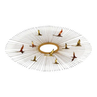 Curtis Jere William Friedle Birds in Flight Sunburst Brass Wall Sculpture For Sale