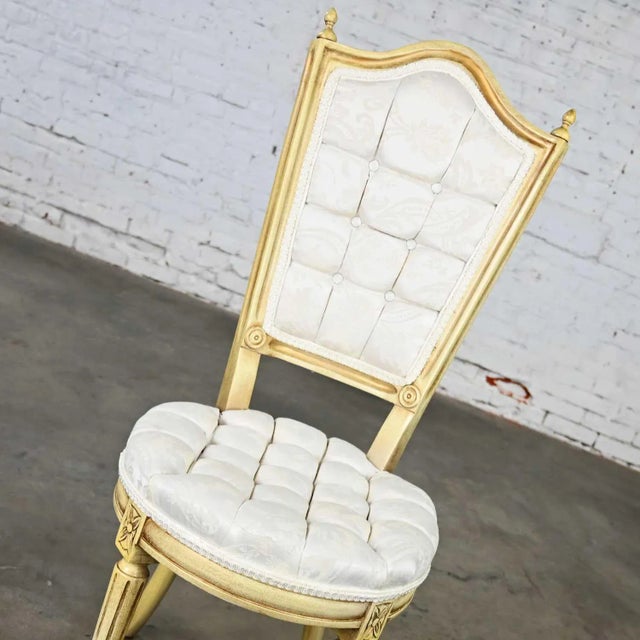 Hollywood Regency Louis XVI Style Vintage White Dressing or Accent Chair Attributed to Prince Howard For Sale - Image 9 of 13