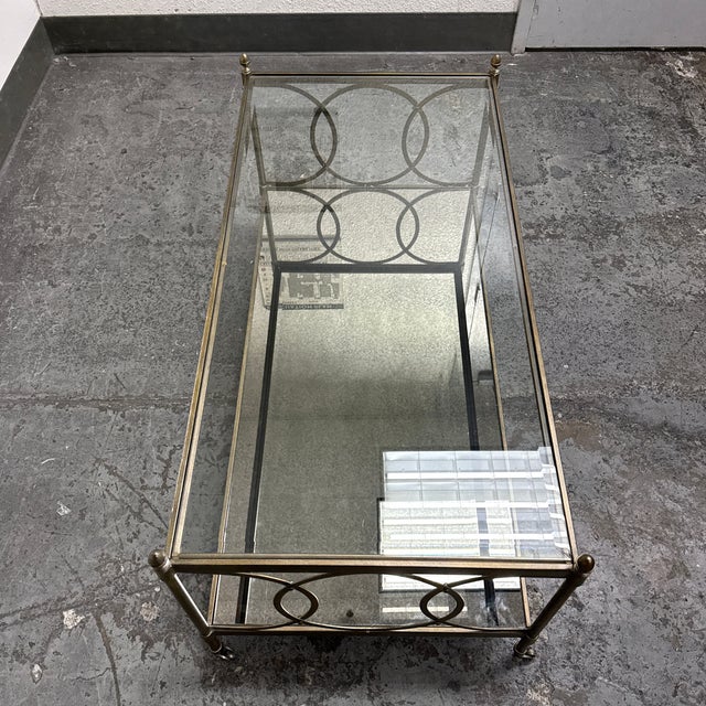 Hollywood Regency Metal + Mirrored Glass Cocktail Table, Vintage For Sale - Image 11 of 12