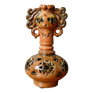 Anthropomorphic Art Brut Sculpture in Glazed Terracotta, 1960s For Sale