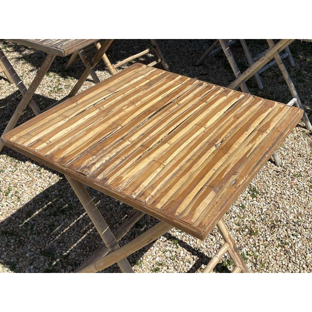 Foldable Bistro Table in Bamboo, 1990s For Sale - Image 6 of 9