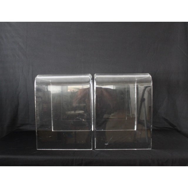 Transparent Lucite Waterfall End Side Table Vintage Mid Century Modern -A Pair For Sale - Image 8 of 11